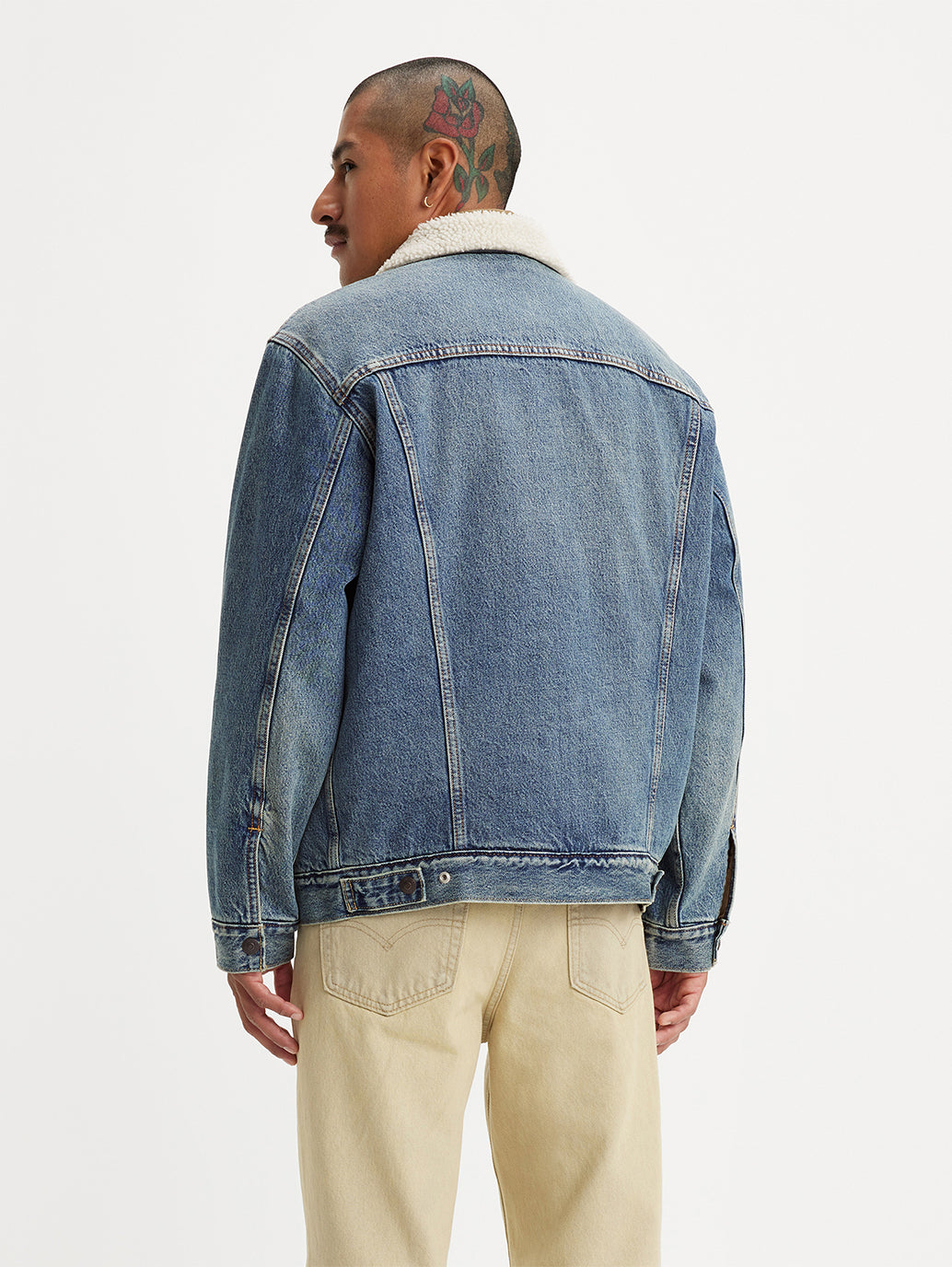 Men's Solid Blue Spread Collar Denim Jacket - 23a470df-52a7-4eb6-9ed1-8b0f5e74d49c View