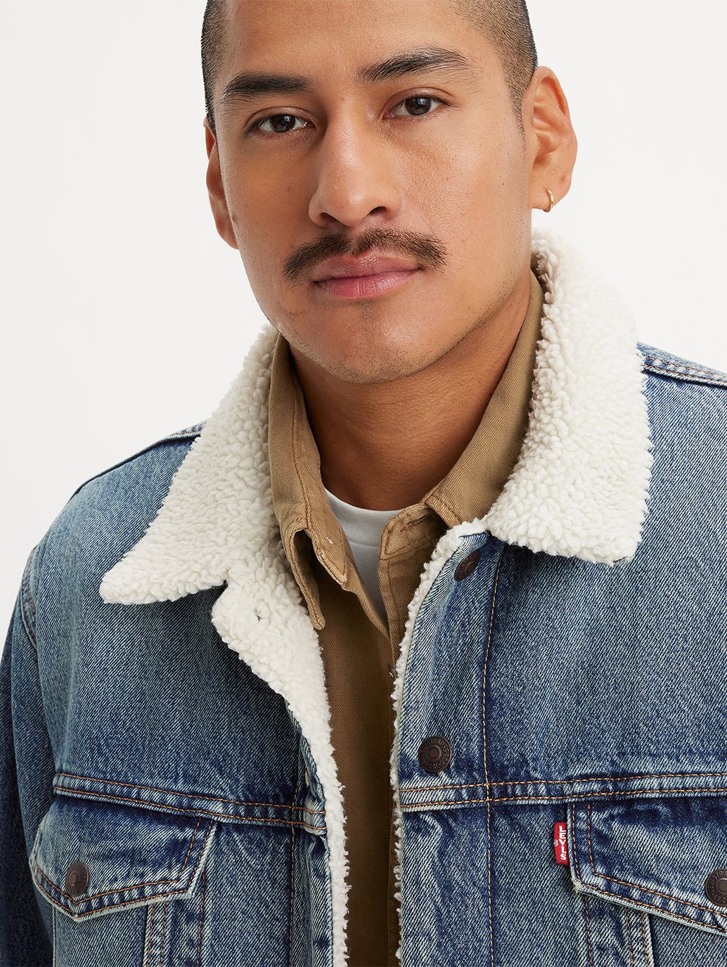 Men's Solid Blue Spread Collar Denim Jacket - 714ff806-368d-42f7-ada7-d2e8b528b9d2 View