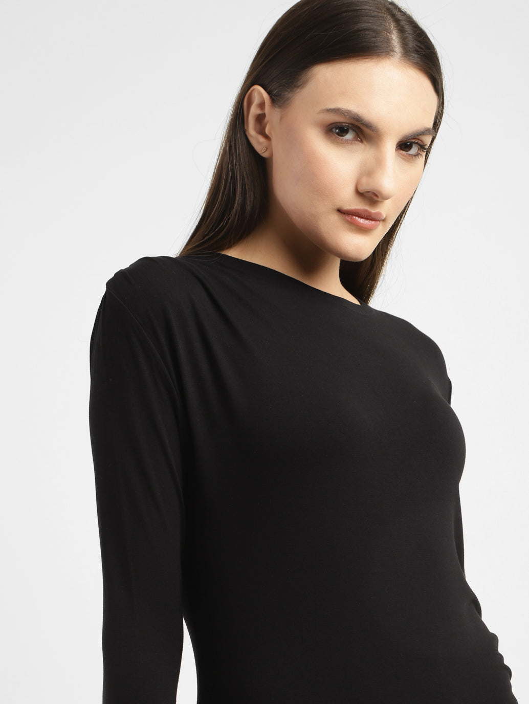 Women's Solid Asymmetrical Neck Top - 85506d59-1717-4d72-84b3-db09b1fb116f View