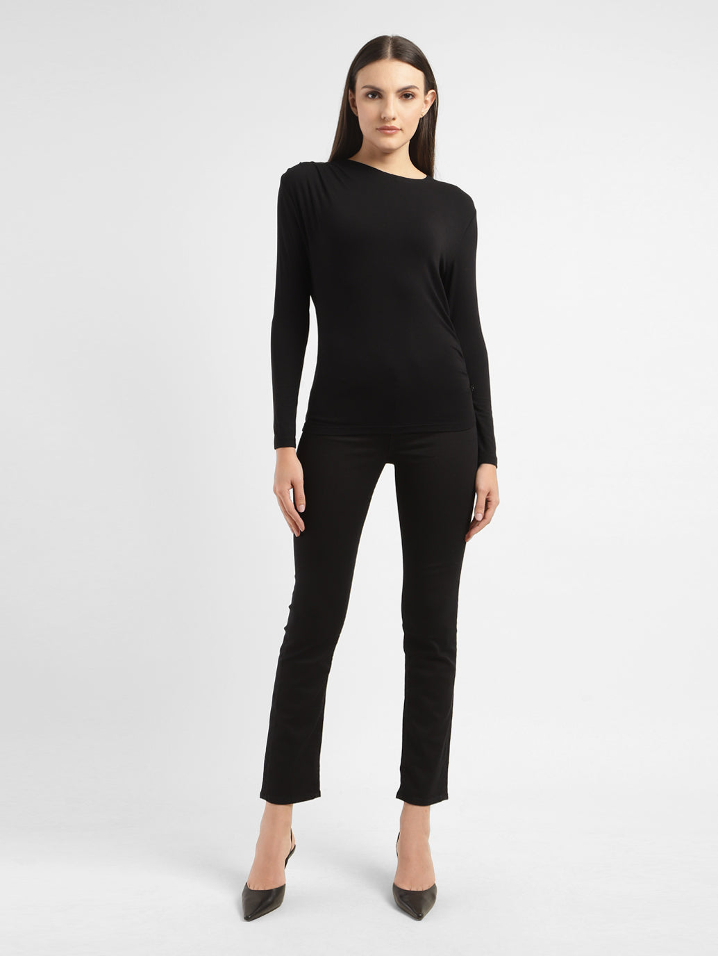 Women's Solid Asymmetrical Neck Top - 402fe81c-8d85-4bd3-b9f0-14c297cc8576 View