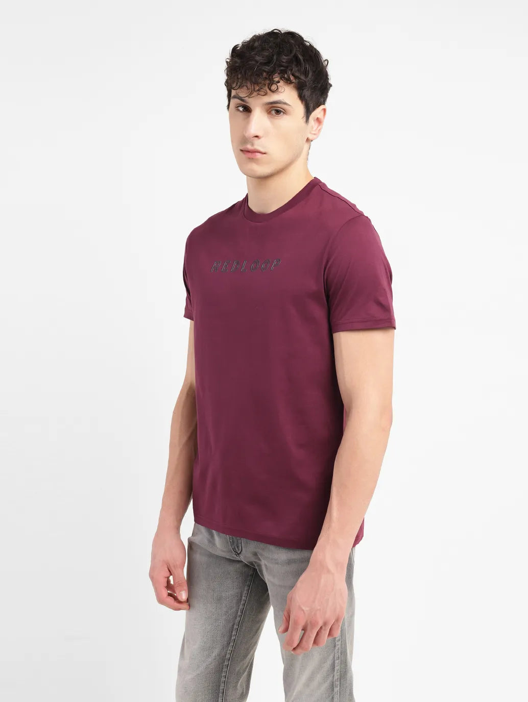 Men's Redloop Typographic Print Slim Fit T-shirt - 67656b59-22a2-4b88-88e6-19b0d750f831 View