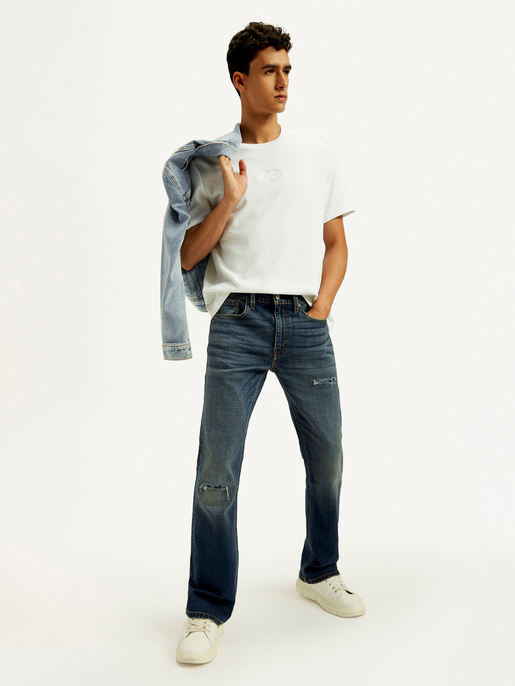 Men's Tinted 527 Dark Indigo Bootcut Fit Mid Rise Jeans - Elevated View
