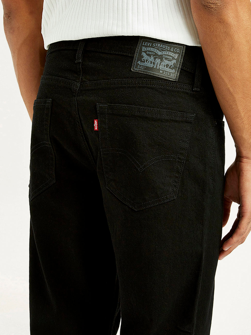 Men's 541 Black Athletic Tapered Fit Mid Rise Jeans - Detail View