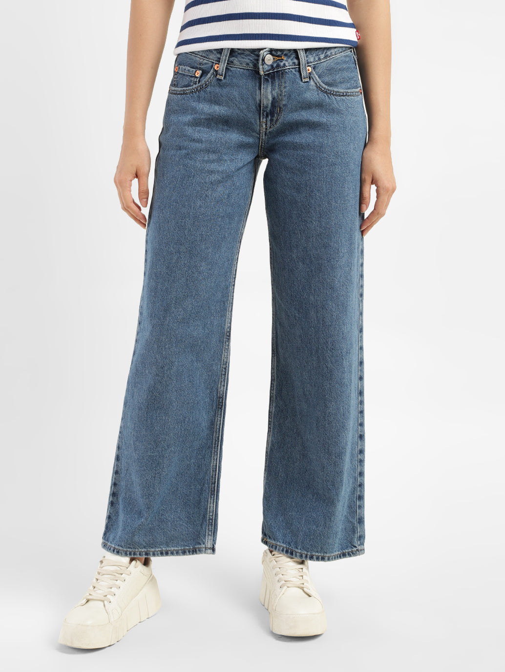 Women's Blue Loose Fit Low Rise Jeans - 83c11466-539e-4234-bede-843baaaedf70 View
