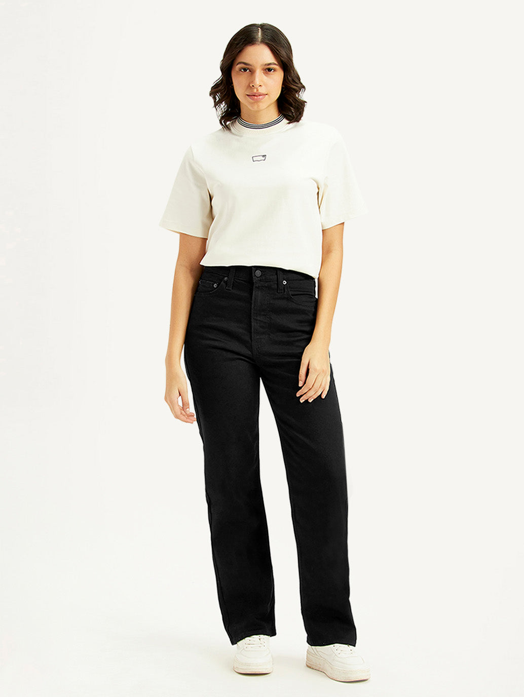 Women's Black Ribcage Straight Fit High Rise Jeans - c3c5986b-ac1b-4192-a776-51b2dc510658 View