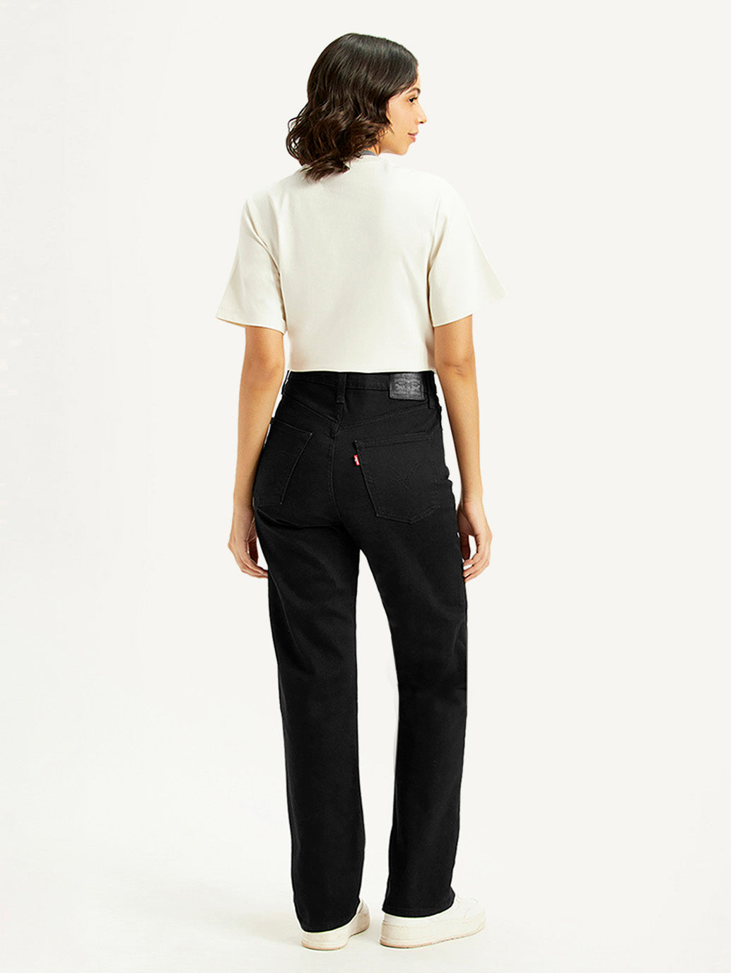 Women's Black Ribcage Straight Fit High Rise Jeans - c4b2ee76-4509-4546-b531-89c49e3befa4 View