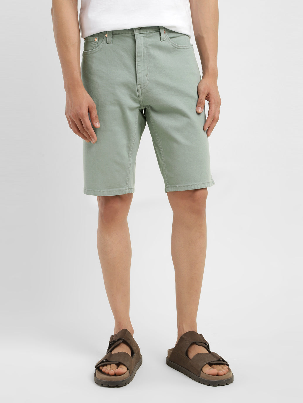 Men's Grey Regular Fit Shorts - Front View