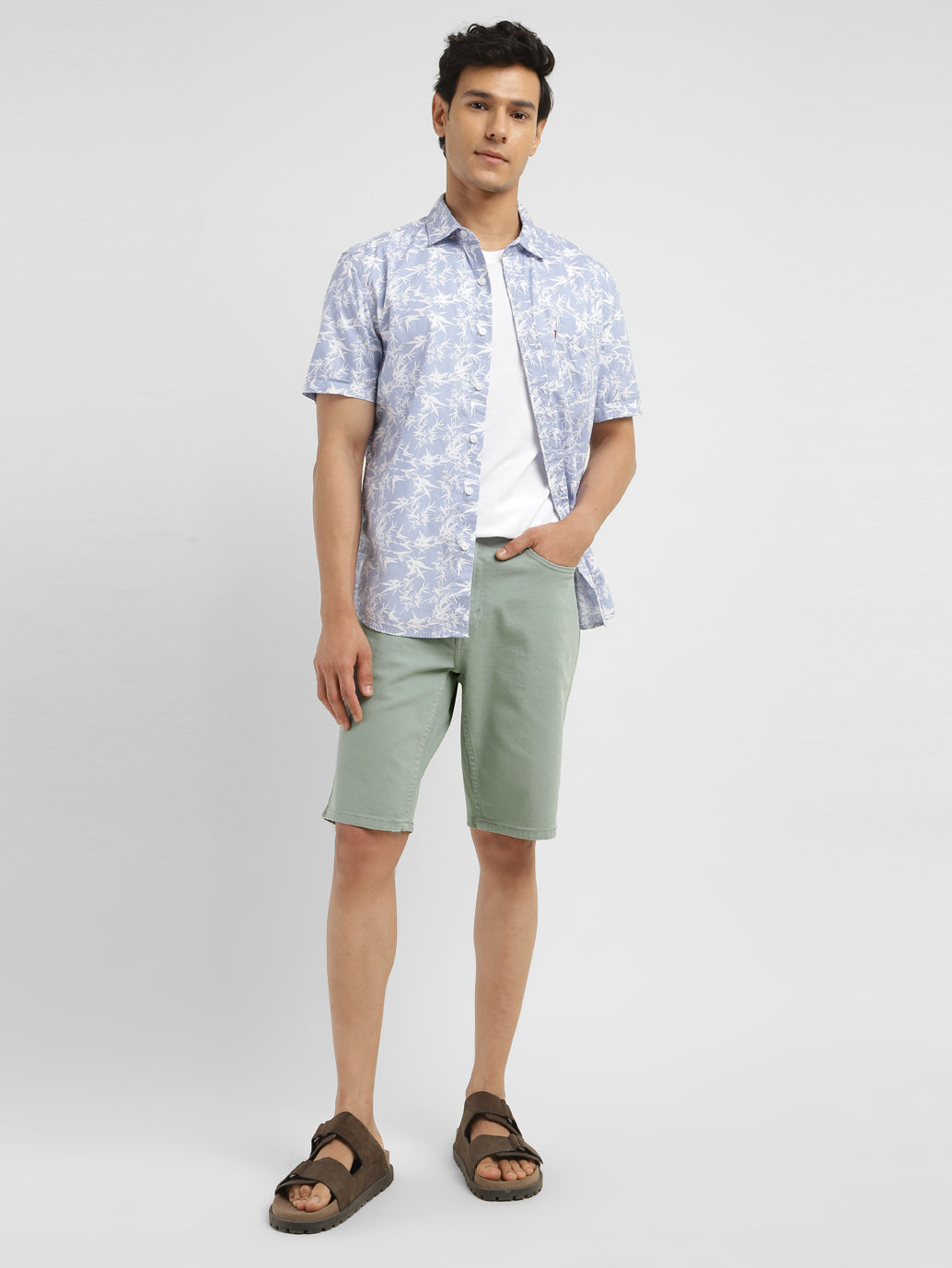 Men's Grey Regular Fit Shorts - Shot View