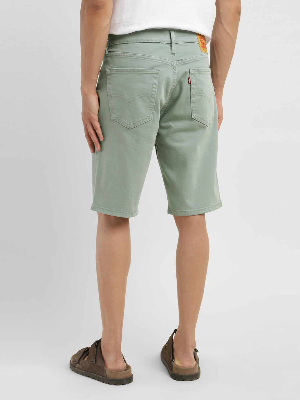 Men's Grey Regular Fit Shorts - Back View