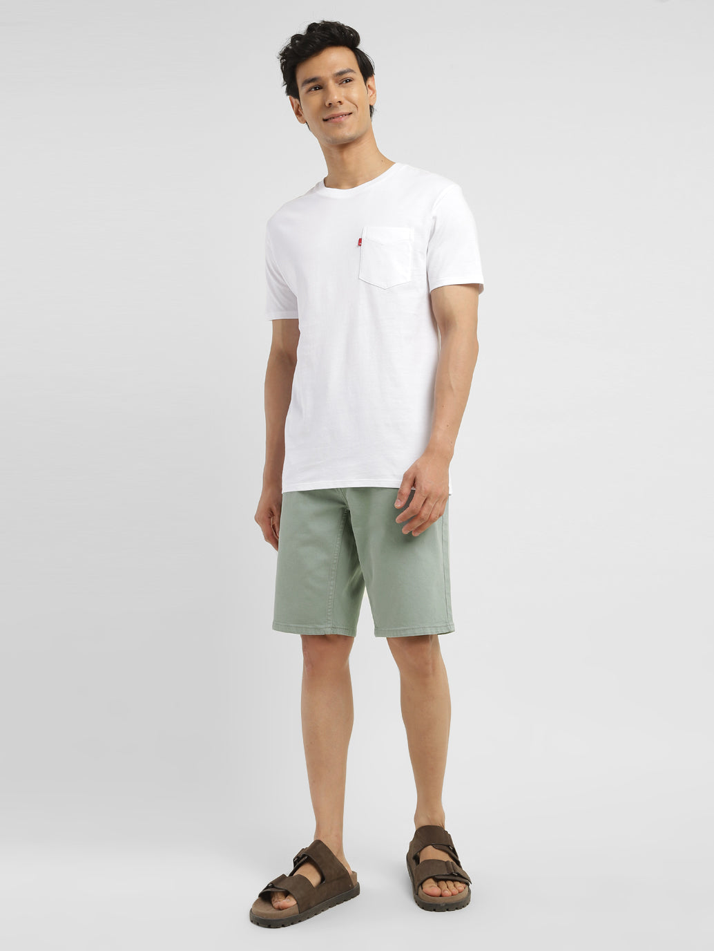 Men's Grey Regular Fit Shorts - Front View