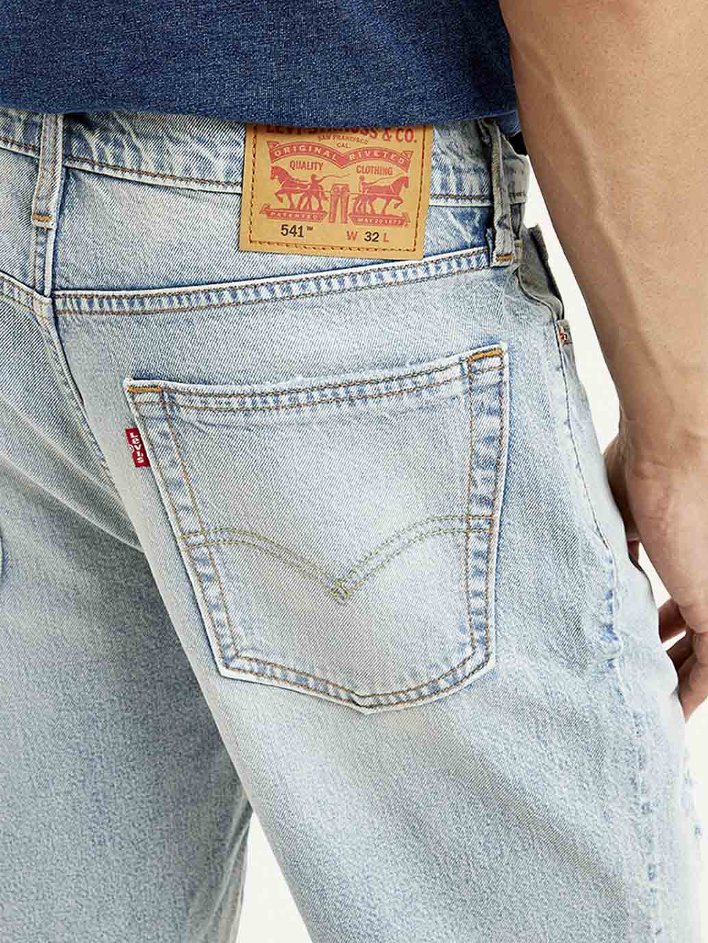 Men's Light Blue Tapered Shorts - Detail View