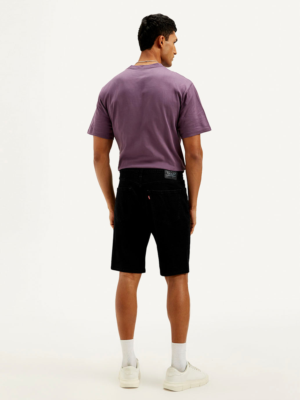 Men's Black Tapered Shorts - Back View