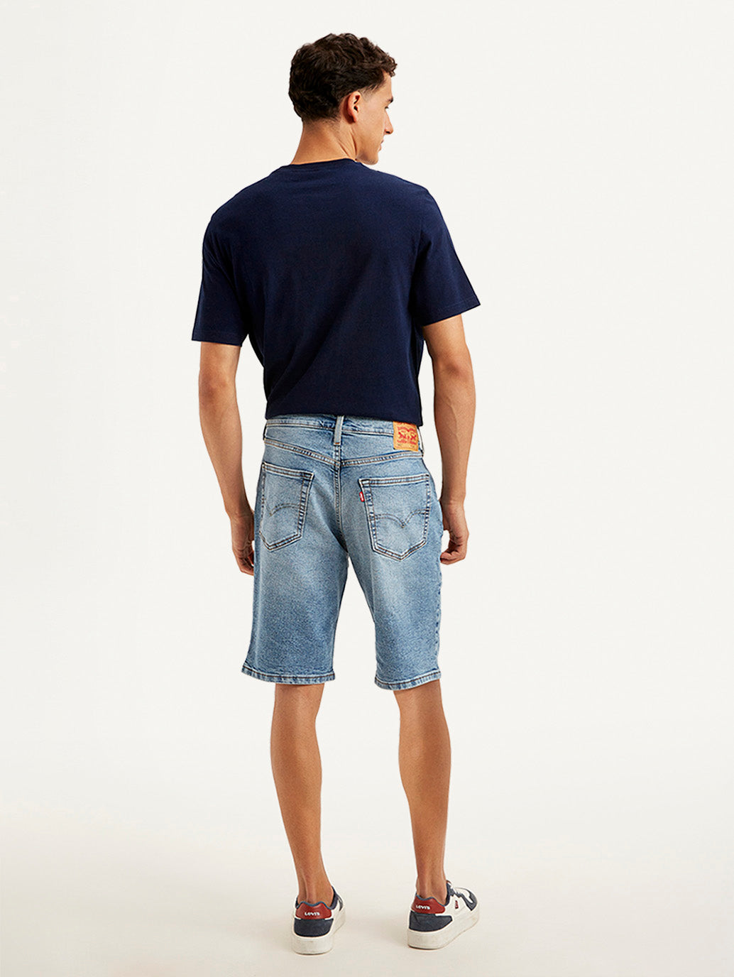 Men's Light Blue Tapered Shorts - Back View