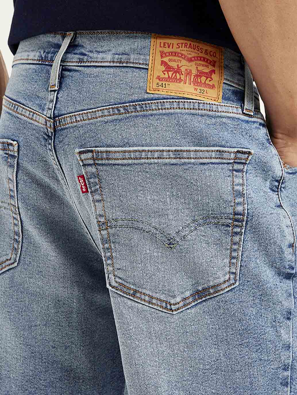 Men's Light Blue Tapered Shorts - Detail View