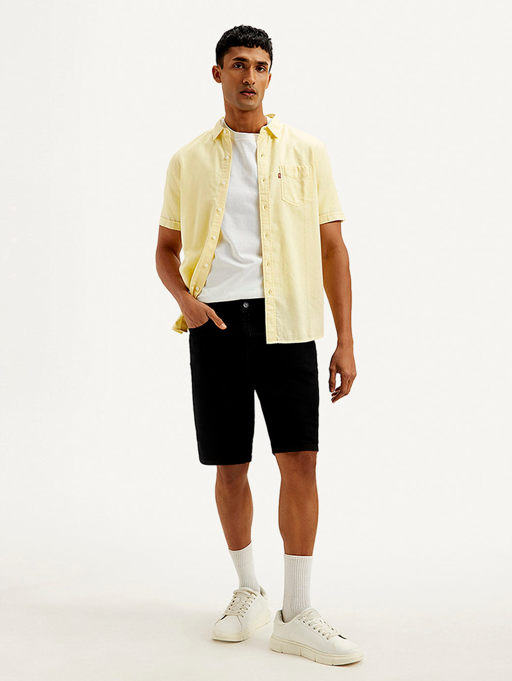 Men's Black Tapered Shorts - Styleshot View