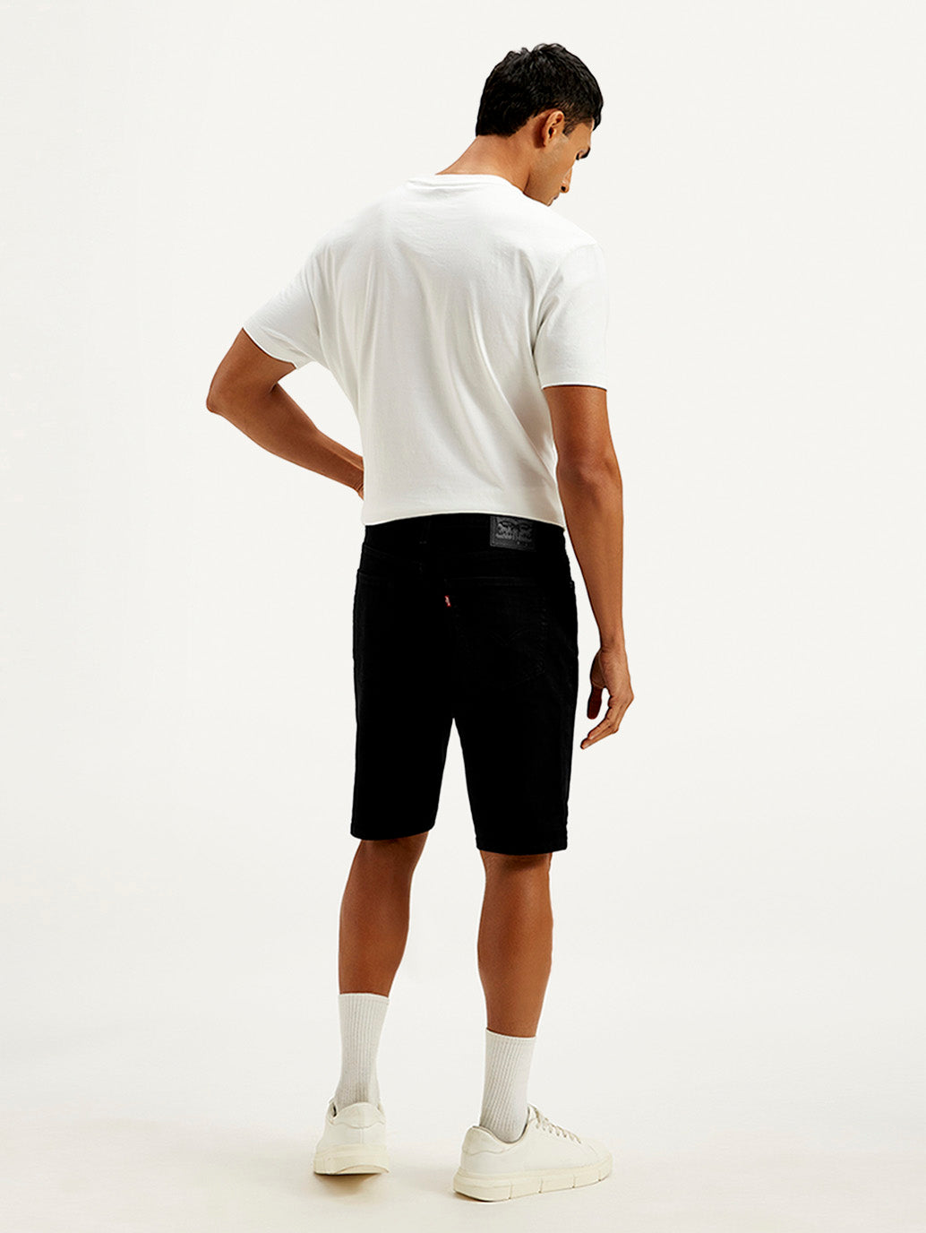 Men's Black Tapered Shorts - Back View