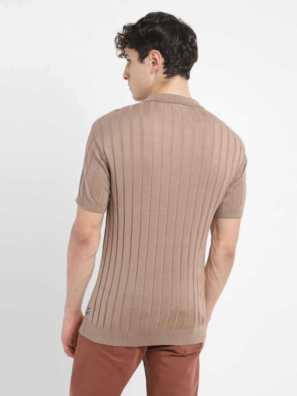 Men's Redloop Striped Khaki Polo Collar Sweater - 75c75ec7-1dfc-4362-b065-764000813b3f View