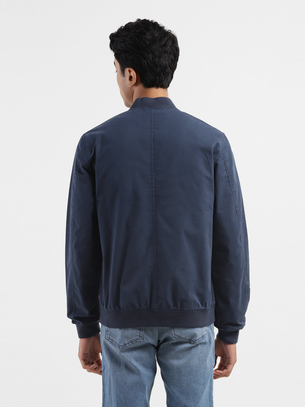 Men's Solid Navy Bomber Jacket - 526d9e8a-91c8-43b8-b1f2-405fc7e1f781 View