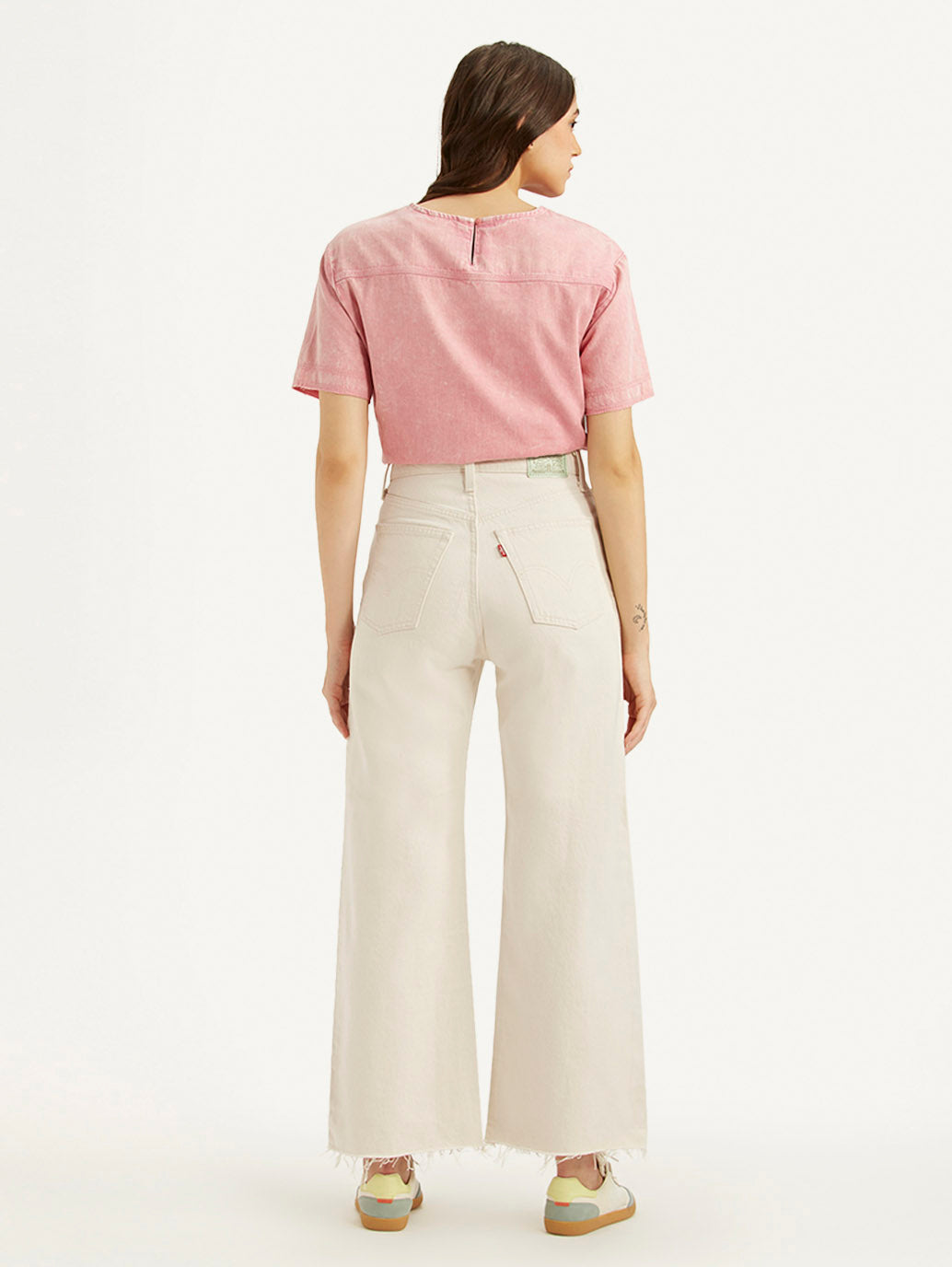 Women's Cream Ribcage Bell Bottom Wide Leg Fit High Rise Jeans - bb9a31ee-a7d7-45cc-a9df-4efbffa54766 View