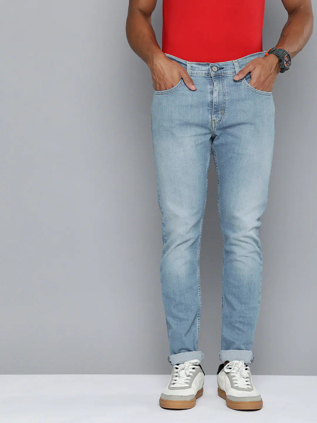 Men's 512 Blue Slim Tapered Fit Mid Rise Jeans - Front View