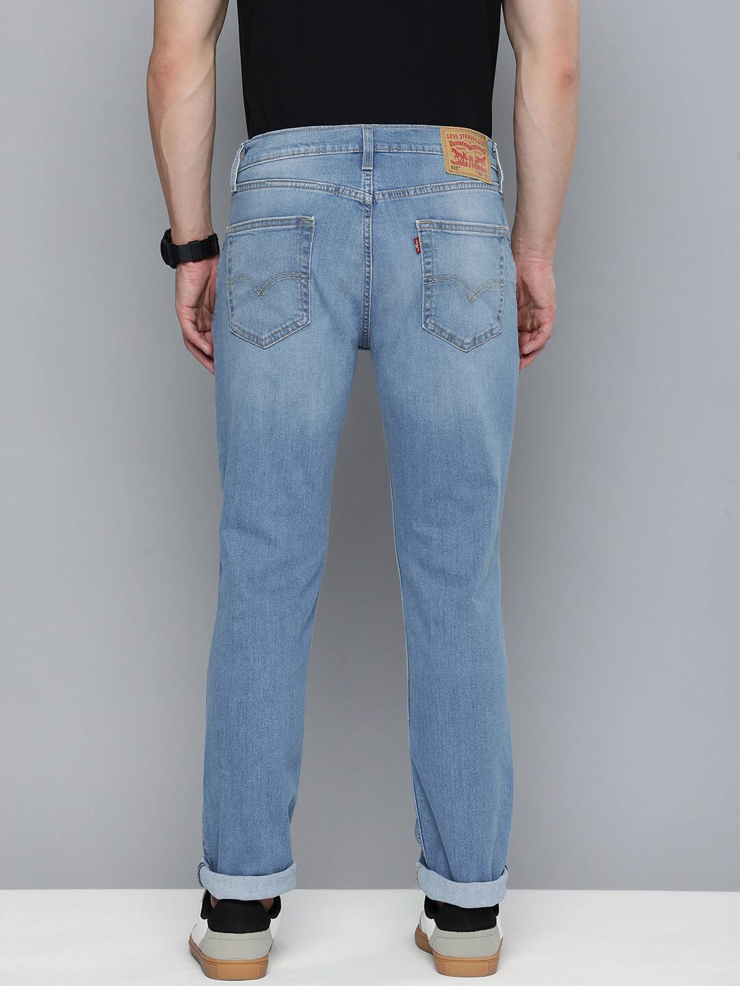 Men's 511 Blue Slim Fit Mid Rise Jeans - back View