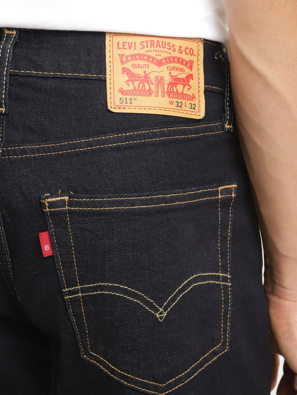 Men's 511 Blue Slim Fit Mid Rise Jeans - BackDetails View