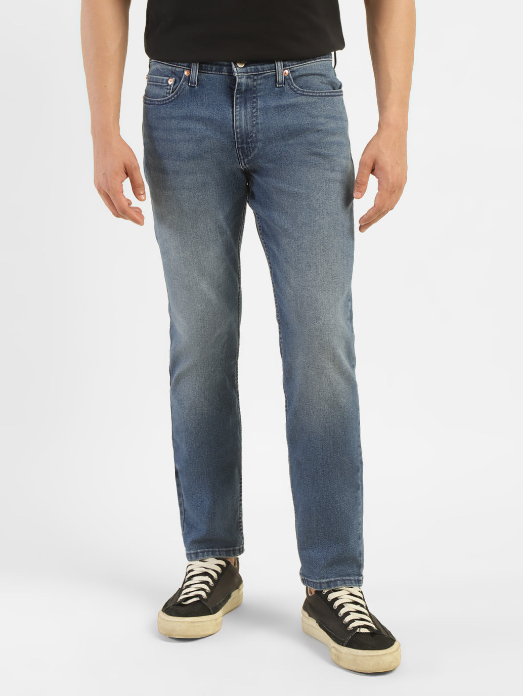 Men's 511 Navy Blue Slim Fit Mid Rise Jeans - Front View