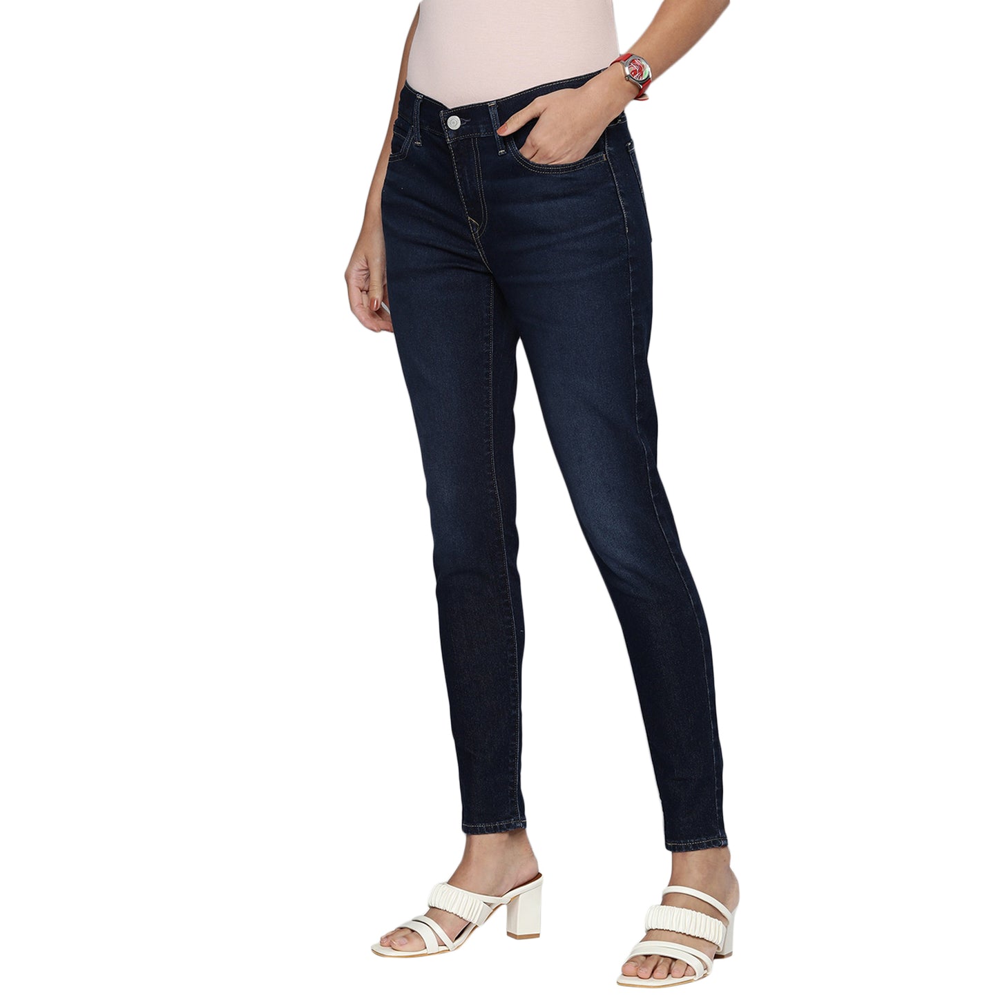 Women's 710 Blue Skinny Fit Mid Rise Jeans - 4 View