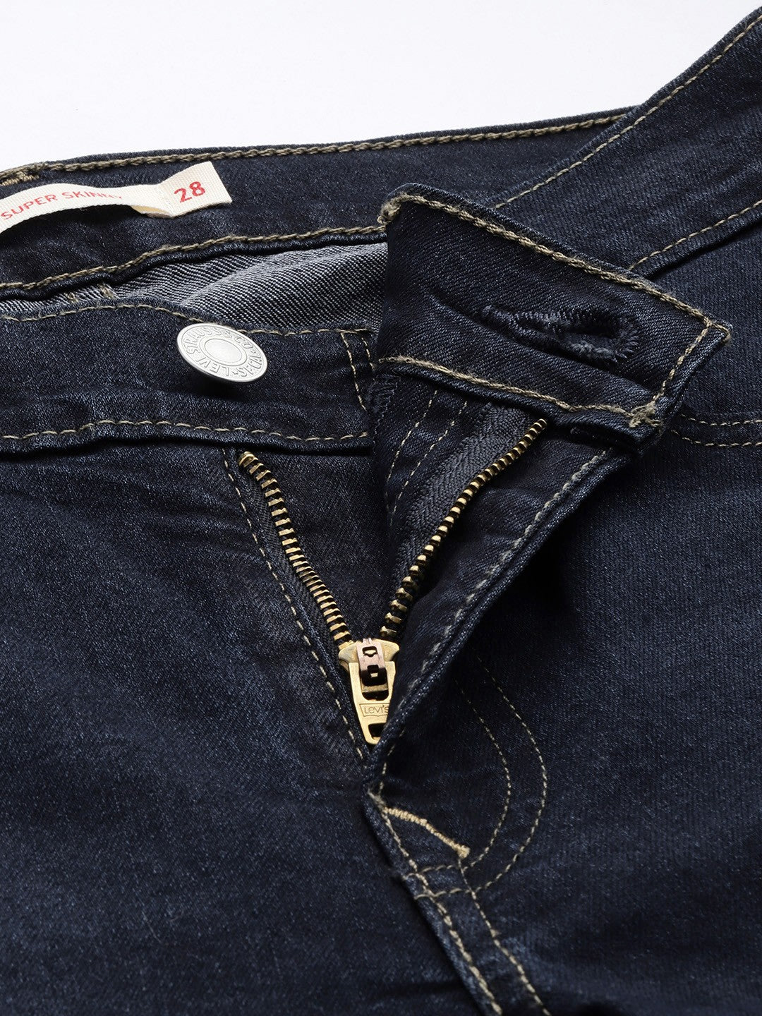 Women's 710 Blue Skinny Fit Mid Rise Jeans - ZipDetails View