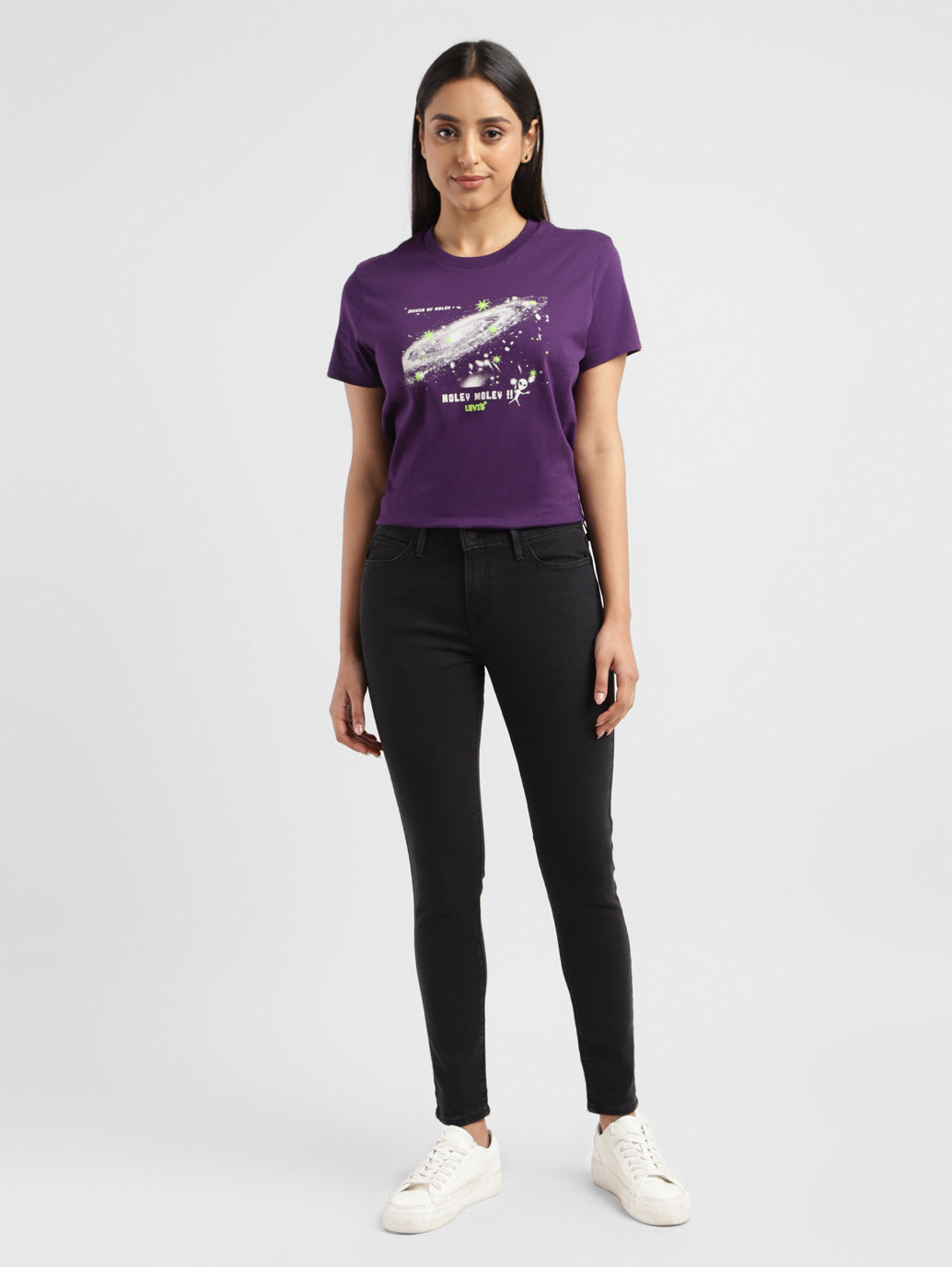 Women's 710 Blue Skinny Fit Mid Rise Jeans - ModelFront View