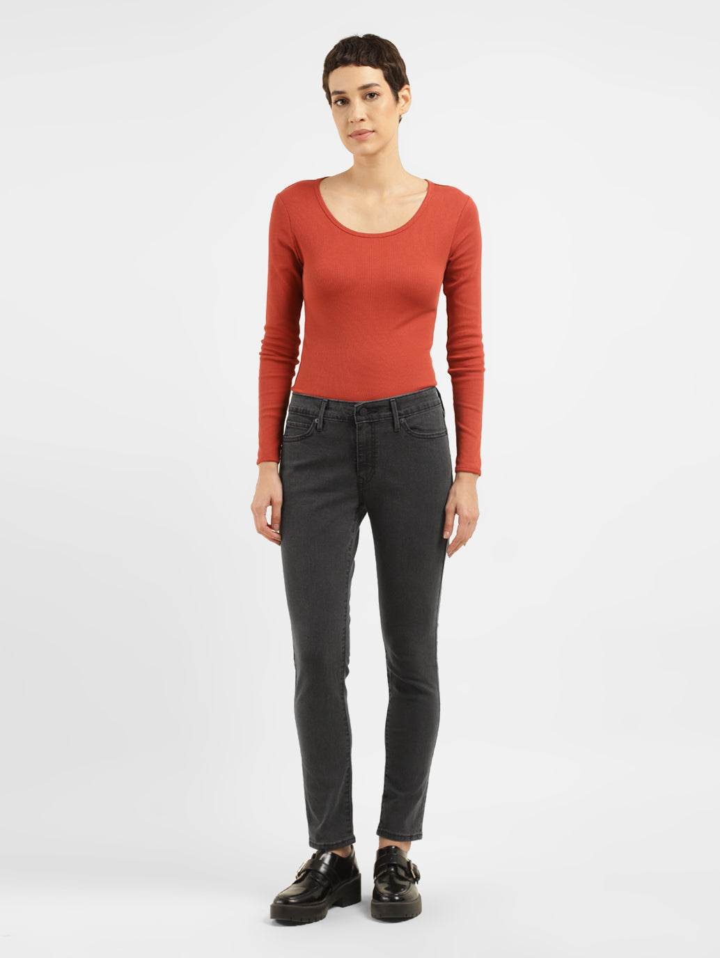 Women's 711 Black Skinny Fit Mid Rise Jeans - faa16cf2-8fef-481f-9495-abd0be7fe73a View