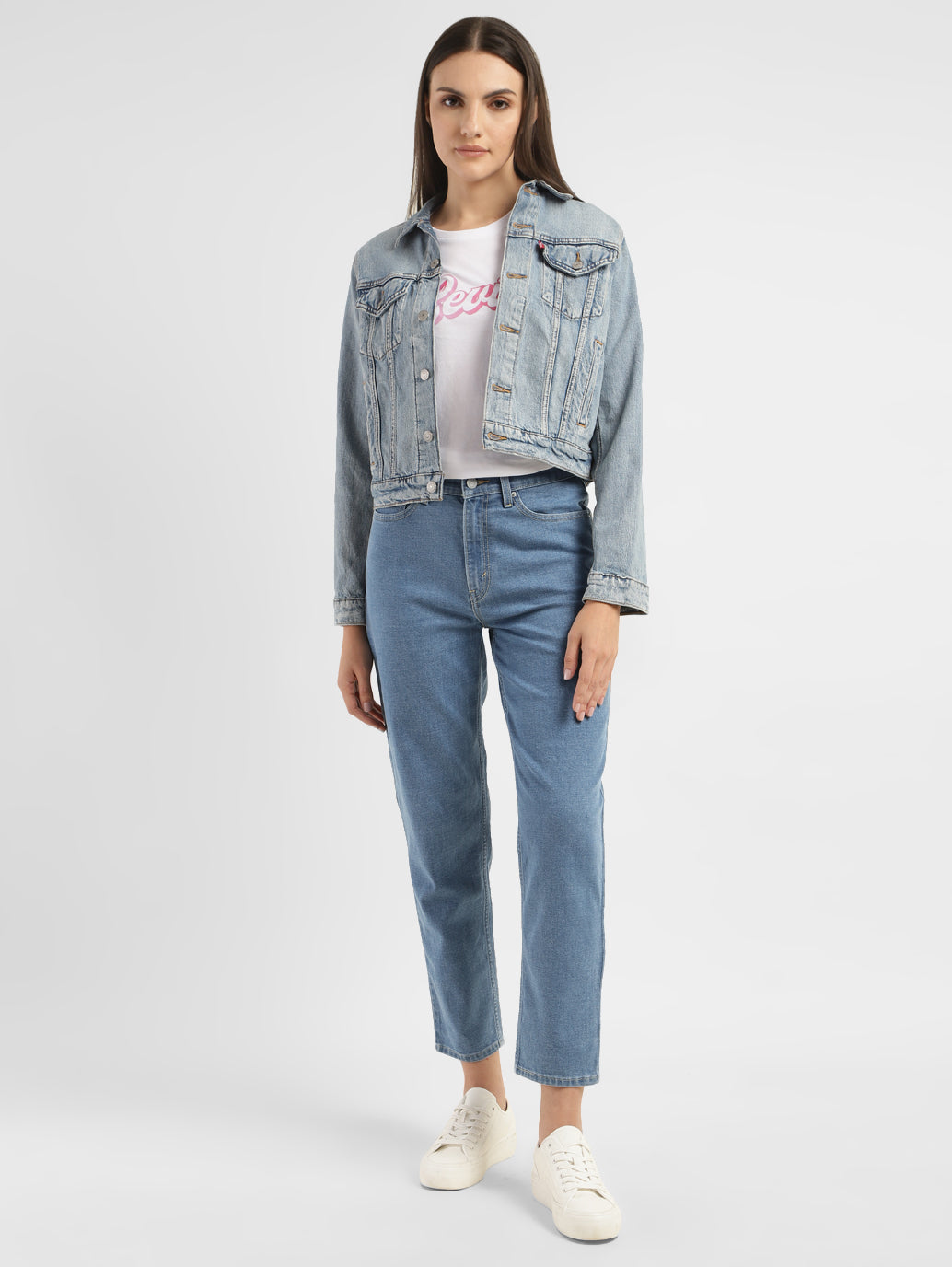 Women's Blue Loose Fit Mid Rise Mom Jeans - 9db5fc3e-ee45-4f11-8681-a59237cf2978 View