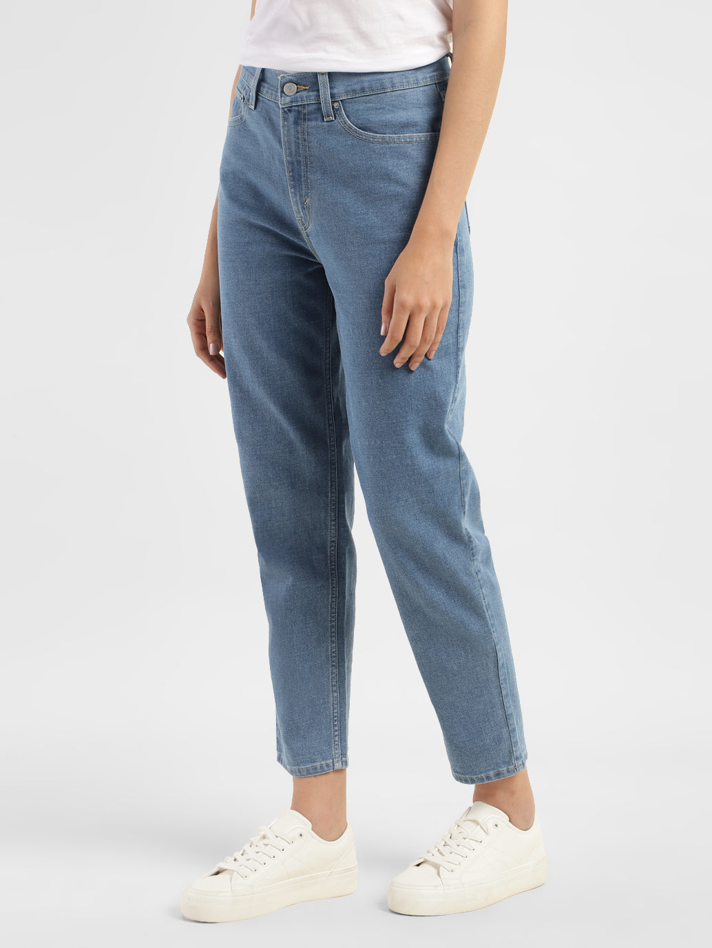 Women's Blue Loose Fit Mid Rise Mom Jeans - 9d382fcd-fc80-494a-ae59-46db233750b3 View