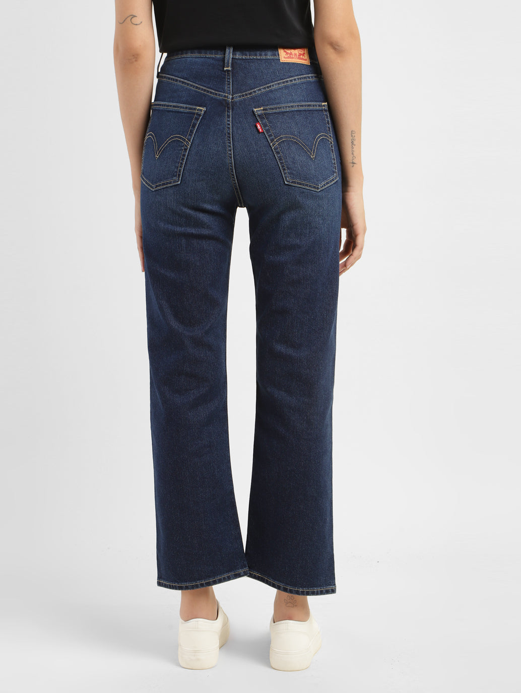 Women's Blue Ribcage Straight Fit Mid Rise Jeans - fda75985-3e74-4073-872a-c276323c3a7c View