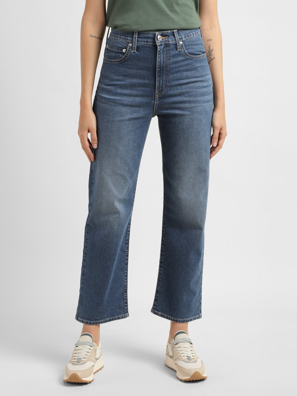 Women's Blue Ribcage Straight Fit High Rise Jeans - 35769d8c-8914-4a99-9a41-a4a075584391 View