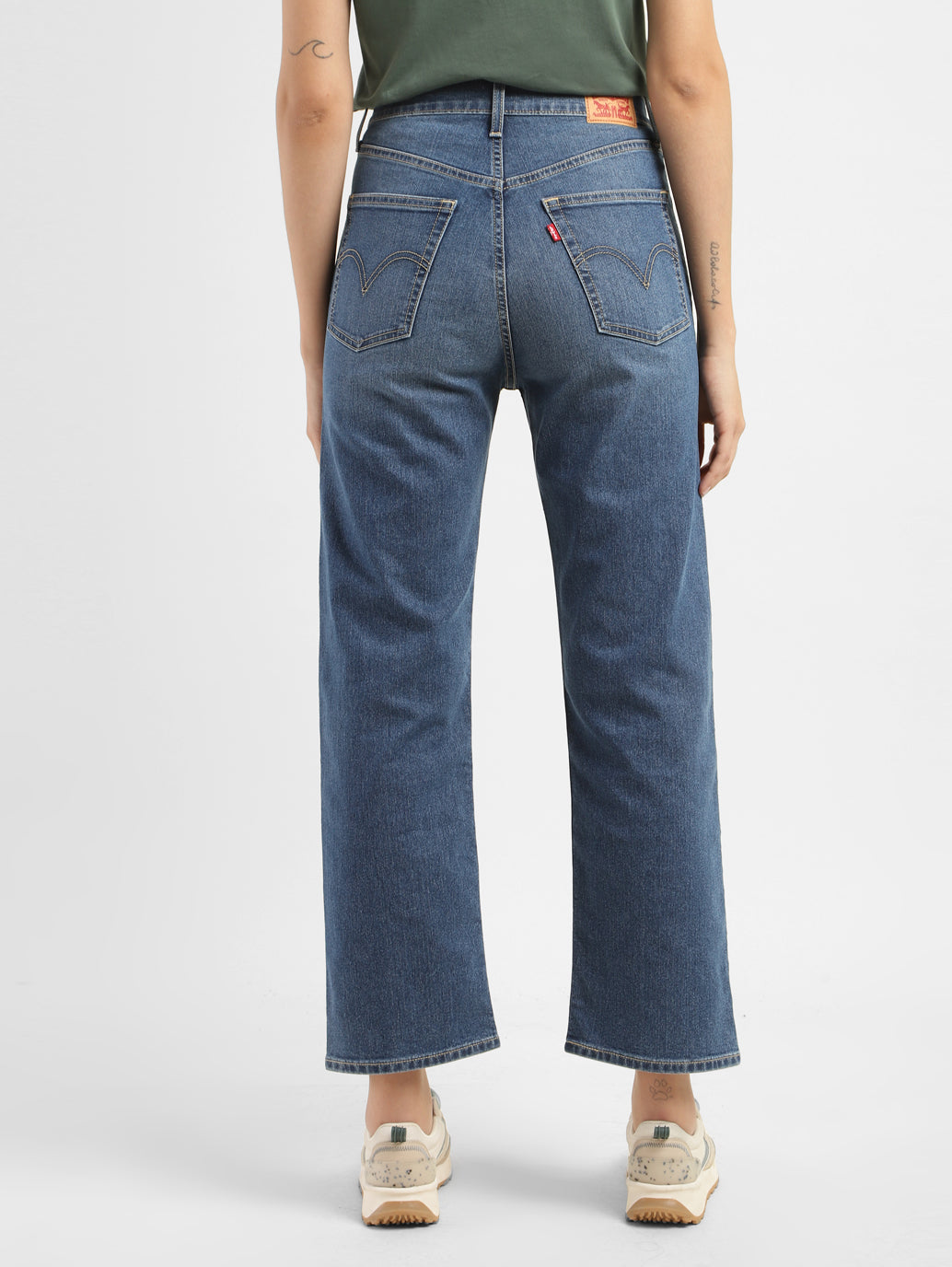 Women's Blue Ribcage Straight Fit High Rise Jeans - 71769e08-9ae7-4c06-a29f-9961b94a02f7 View