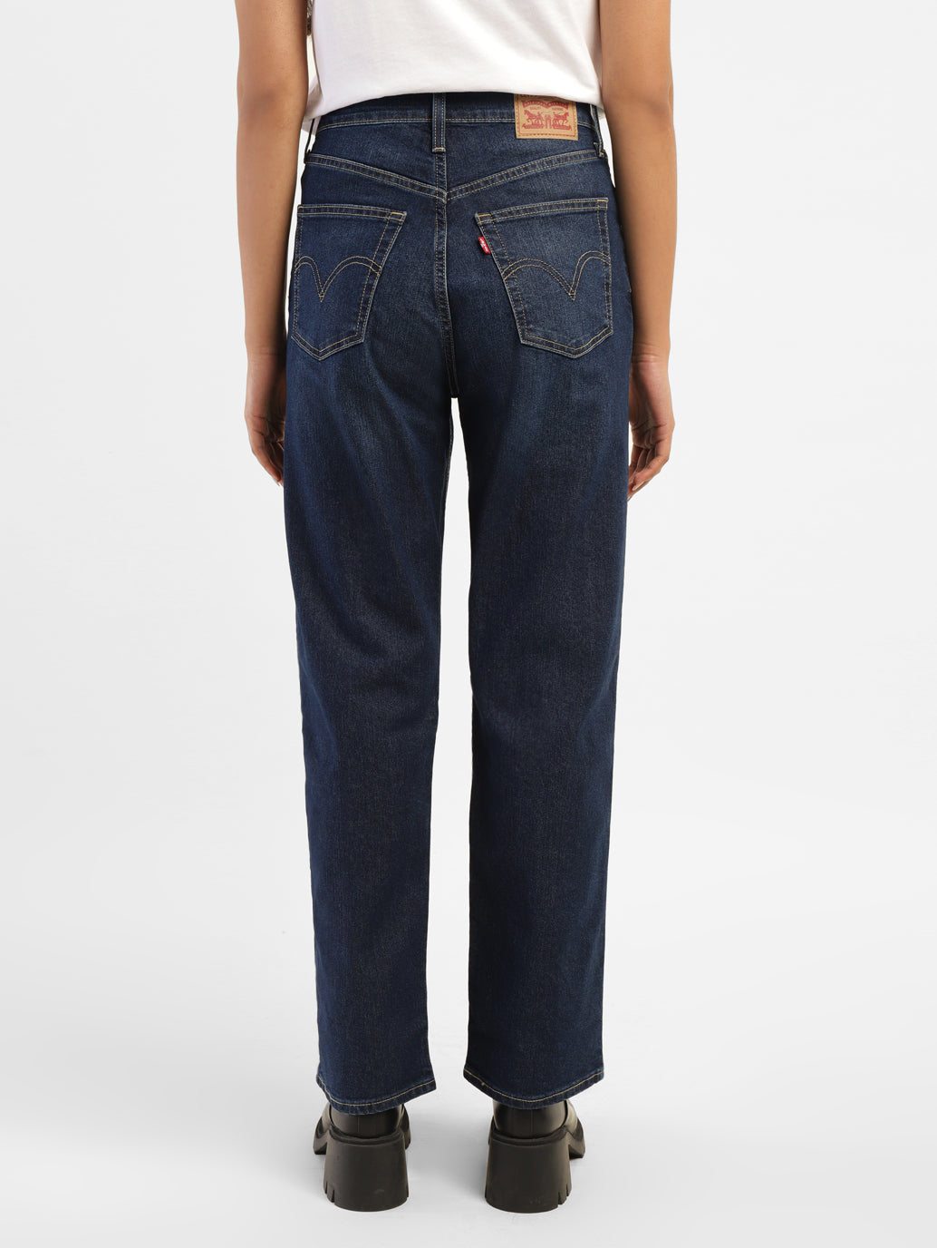 Women's Blue Ribcage Straight Fit High Rise Jeans - 5aac3f3e-053e-4464-bea0-7bf089a73479 View