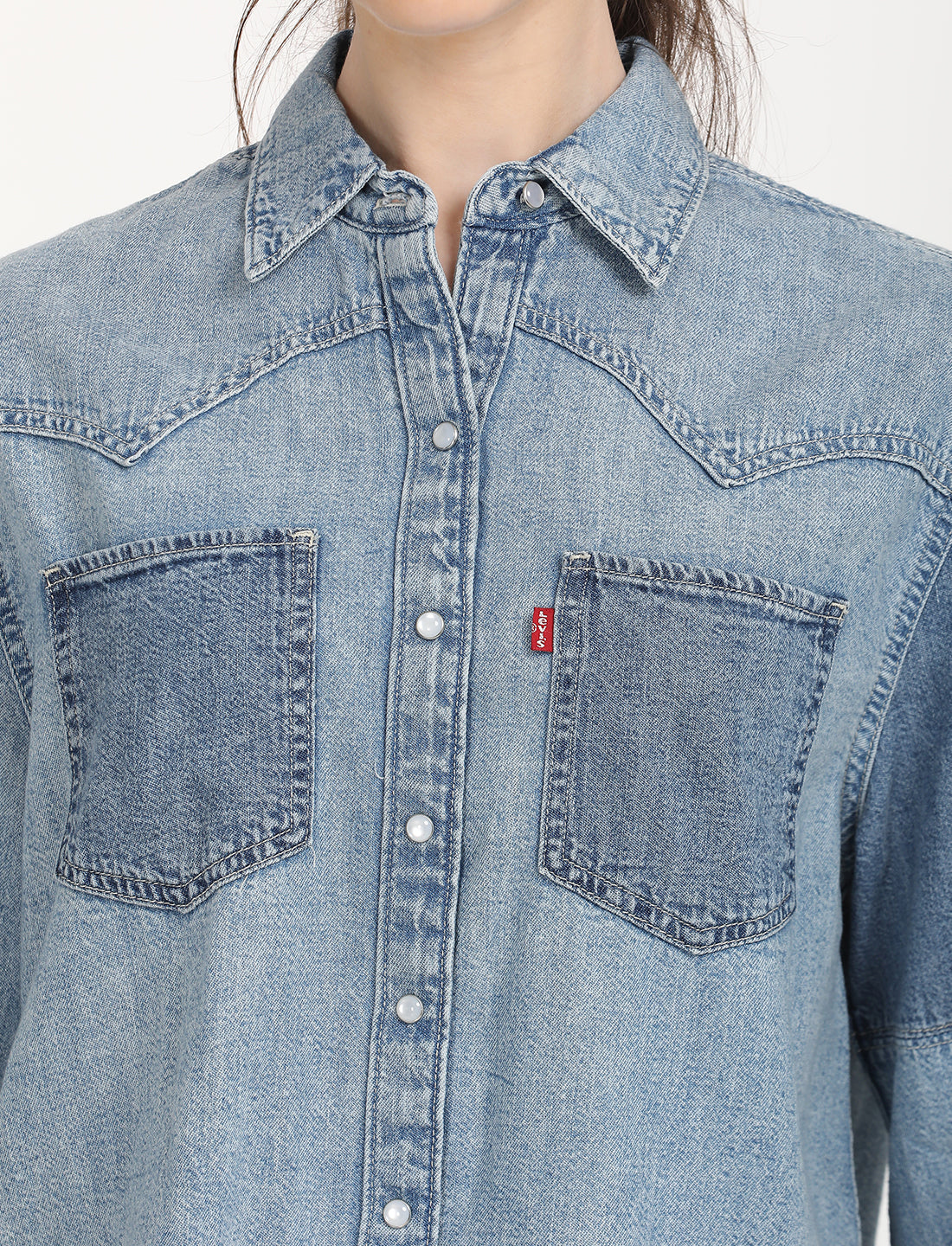 Women's Colorblock Relaxed Fit Shirt - Detail View