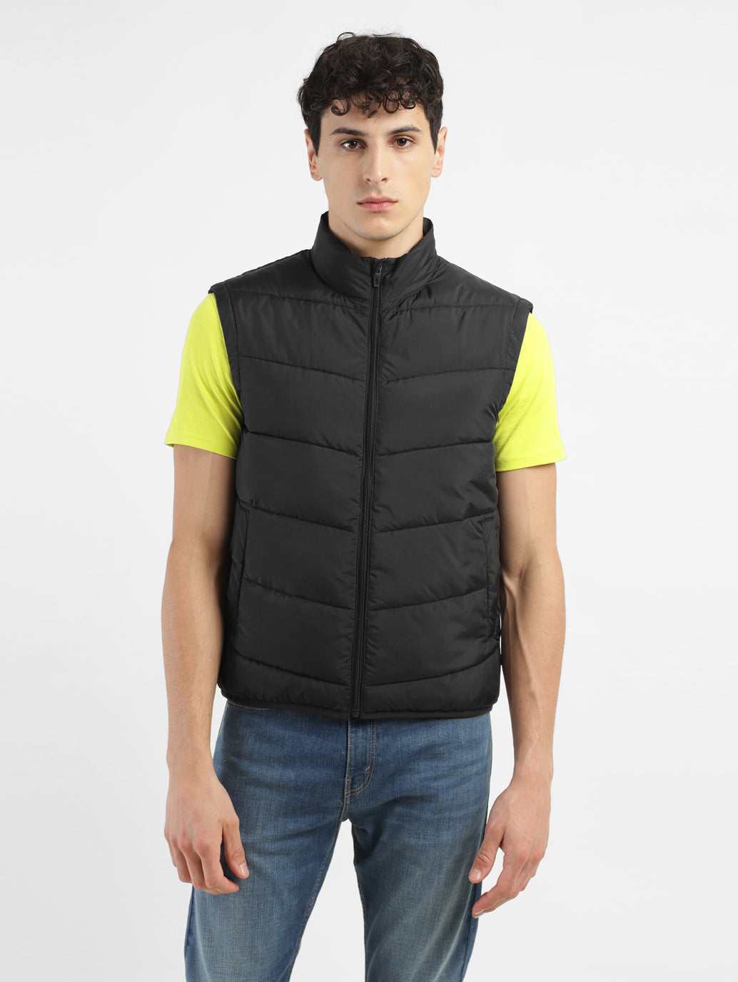 Men's Black High Neck Puffer Jackets - 2e74d407-600f-471d-98d2-d15996031b77 View