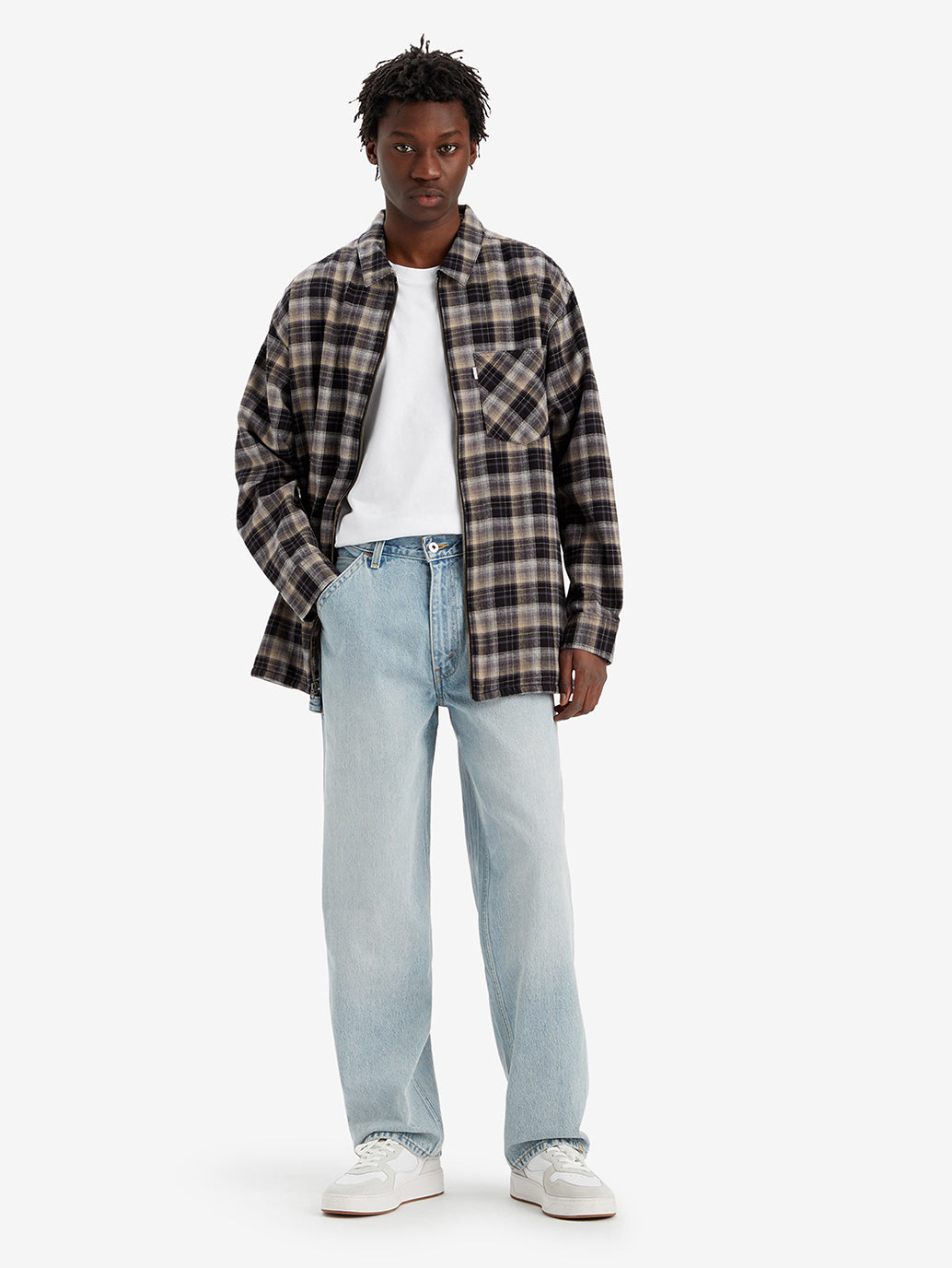 Men's Light Blue Baggy Fit Mid Rise Jeans - Styleshot View