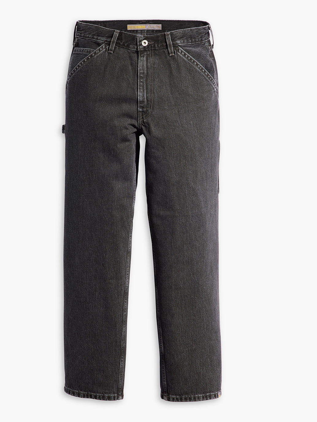 Men's Black Baggy Fit Mid Rise Jeans - Flatlay View