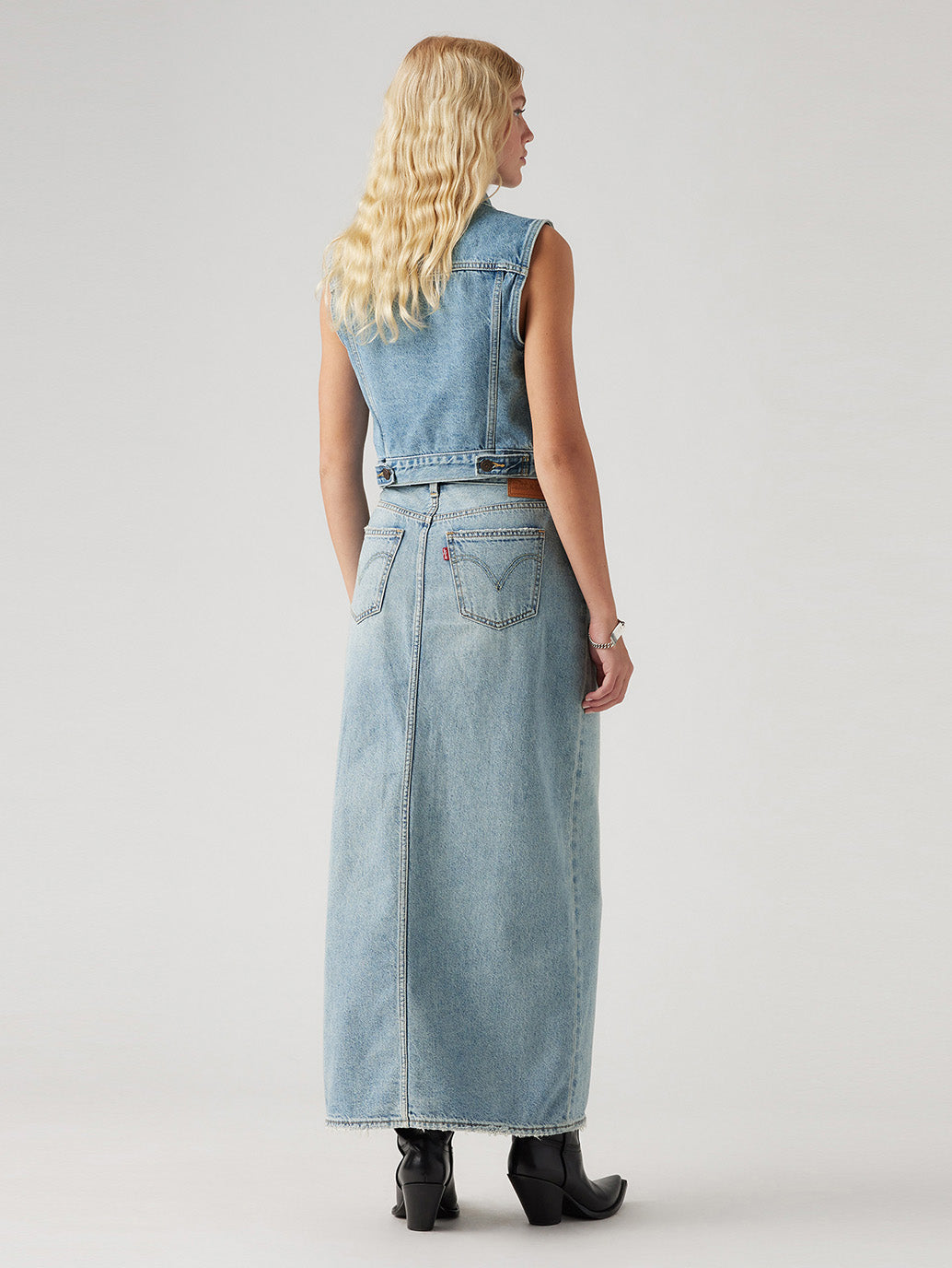Women's Mid Rise Navy Loose Fit Skirt - Back1 View