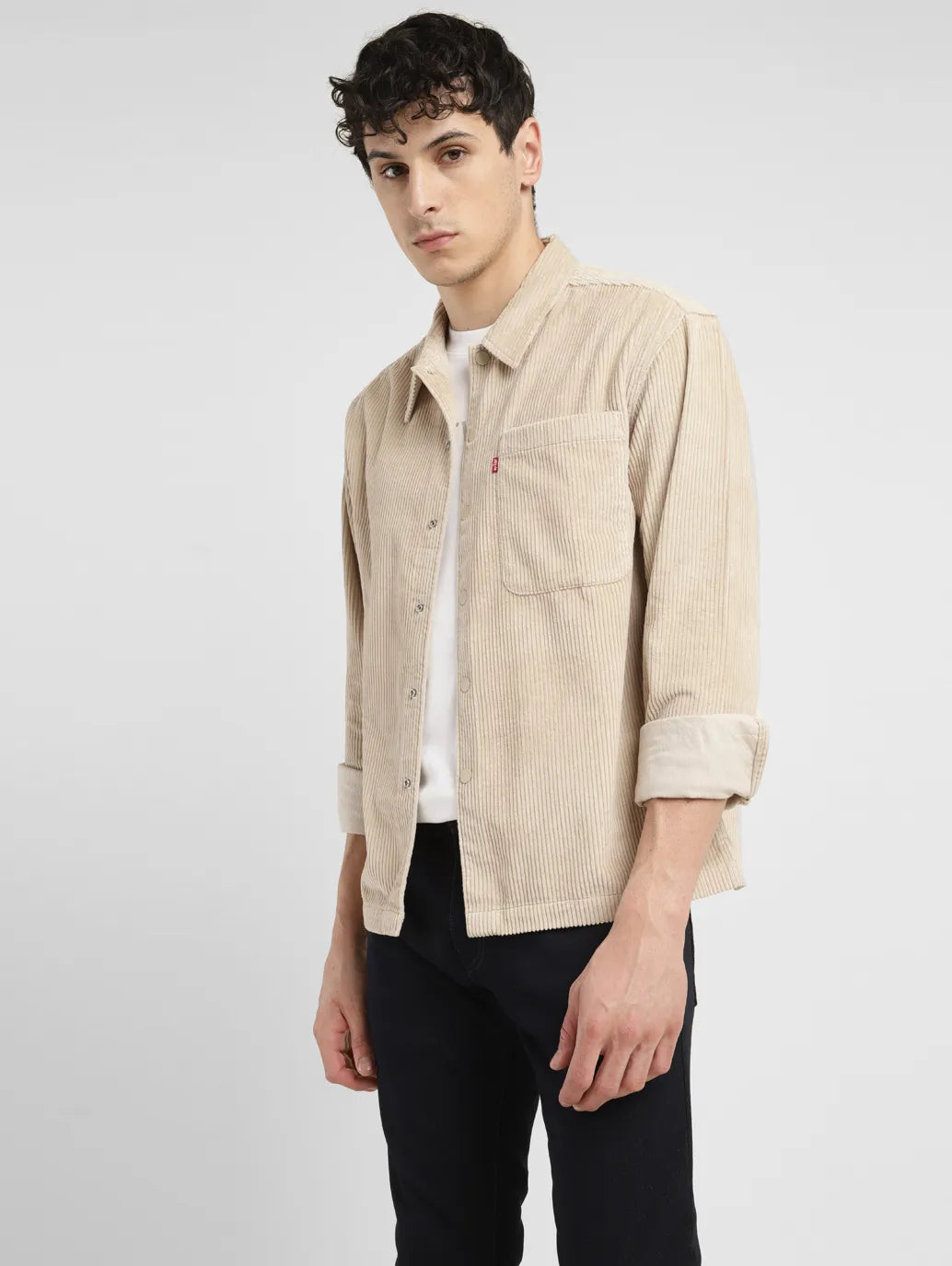 Men's Solid Spread Collar Corduroy Shirt - 735f93d4-28e4-4e61-a927-f1c9c33731a1 View