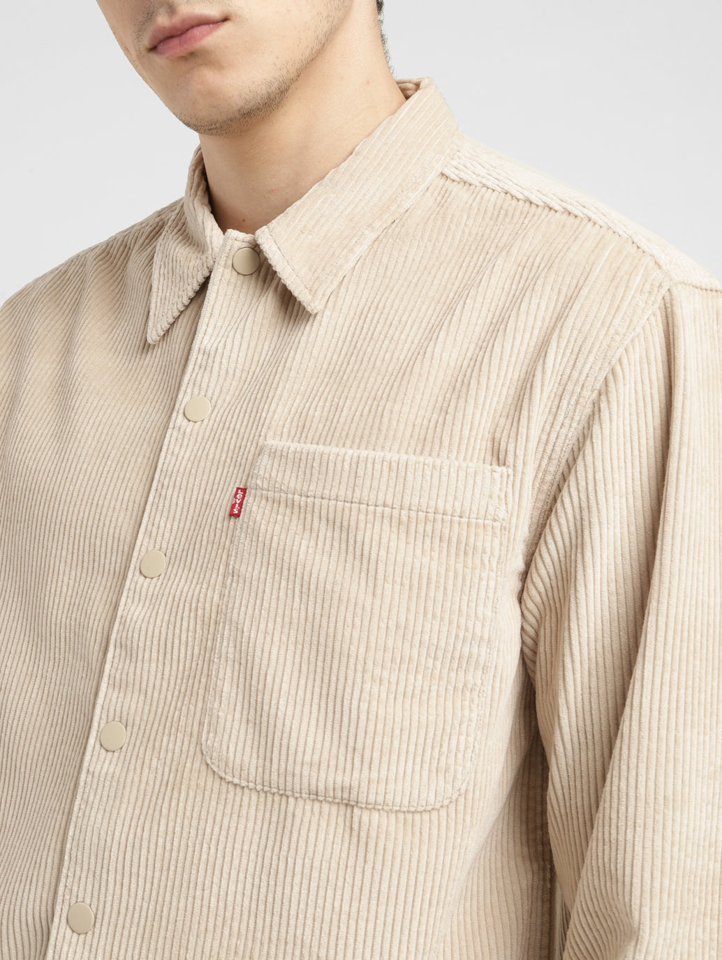 Men's Solid Spread Collar Corduroy Shirt - 48ffe315-6849-4d1e-859f-ae75bc1988be View