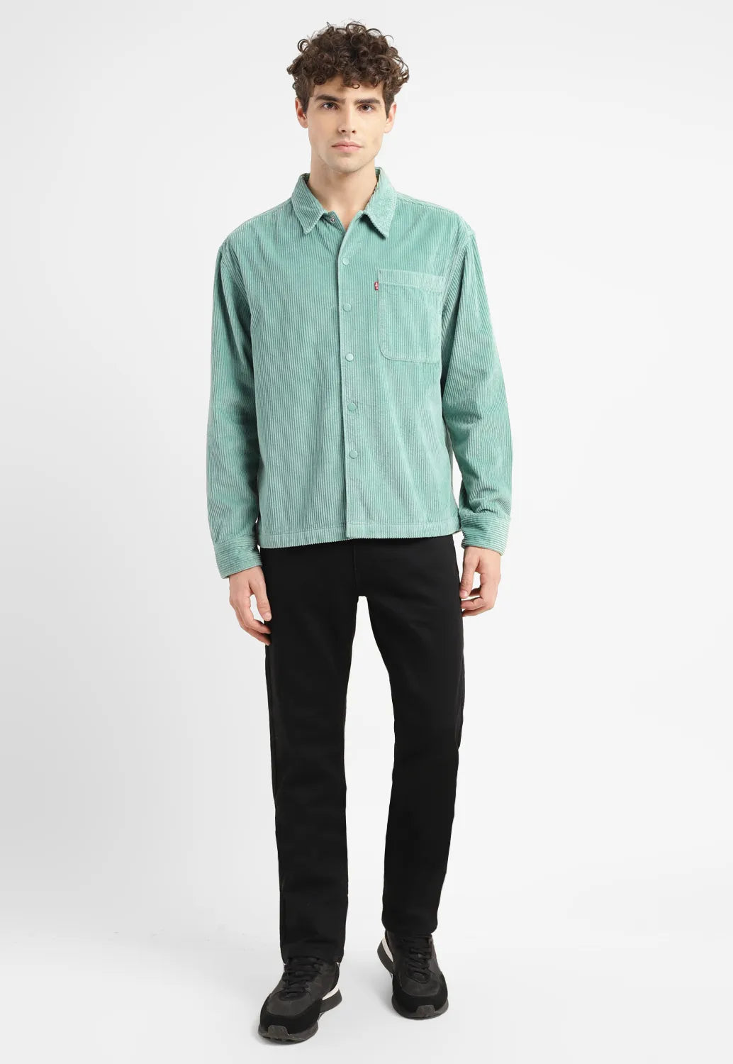 Men's Solid Spread Collar Corduroy Shirt - ffbb5fa7-3799-4bb3-abbc-0cf0033e10fd View