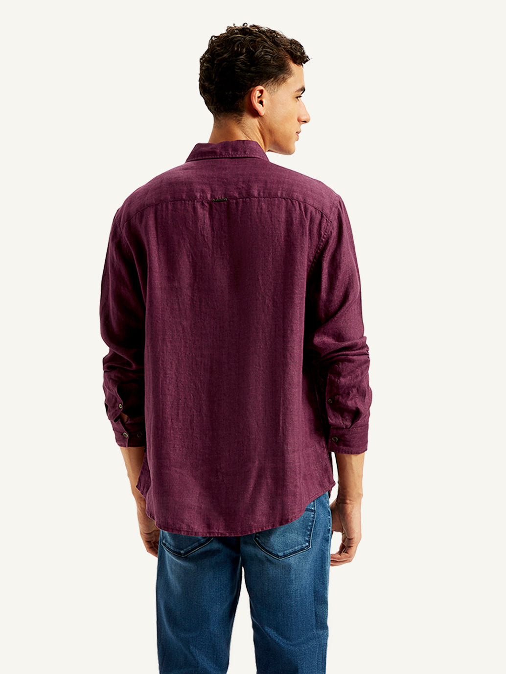Men's Redloop Checkered Spread Collar Shirt - Back View