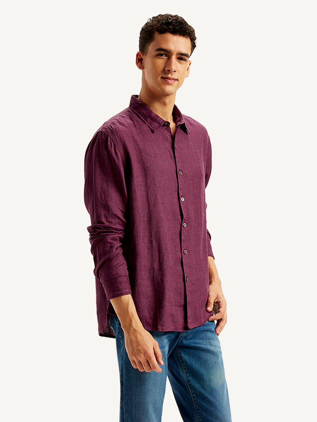Men's Redloop Checkered Spread Collar Shirt - Side View