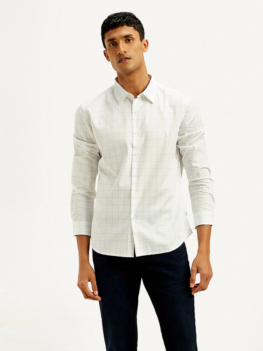 Men's Redloop Checkered Slim Fit Shirt - Front View