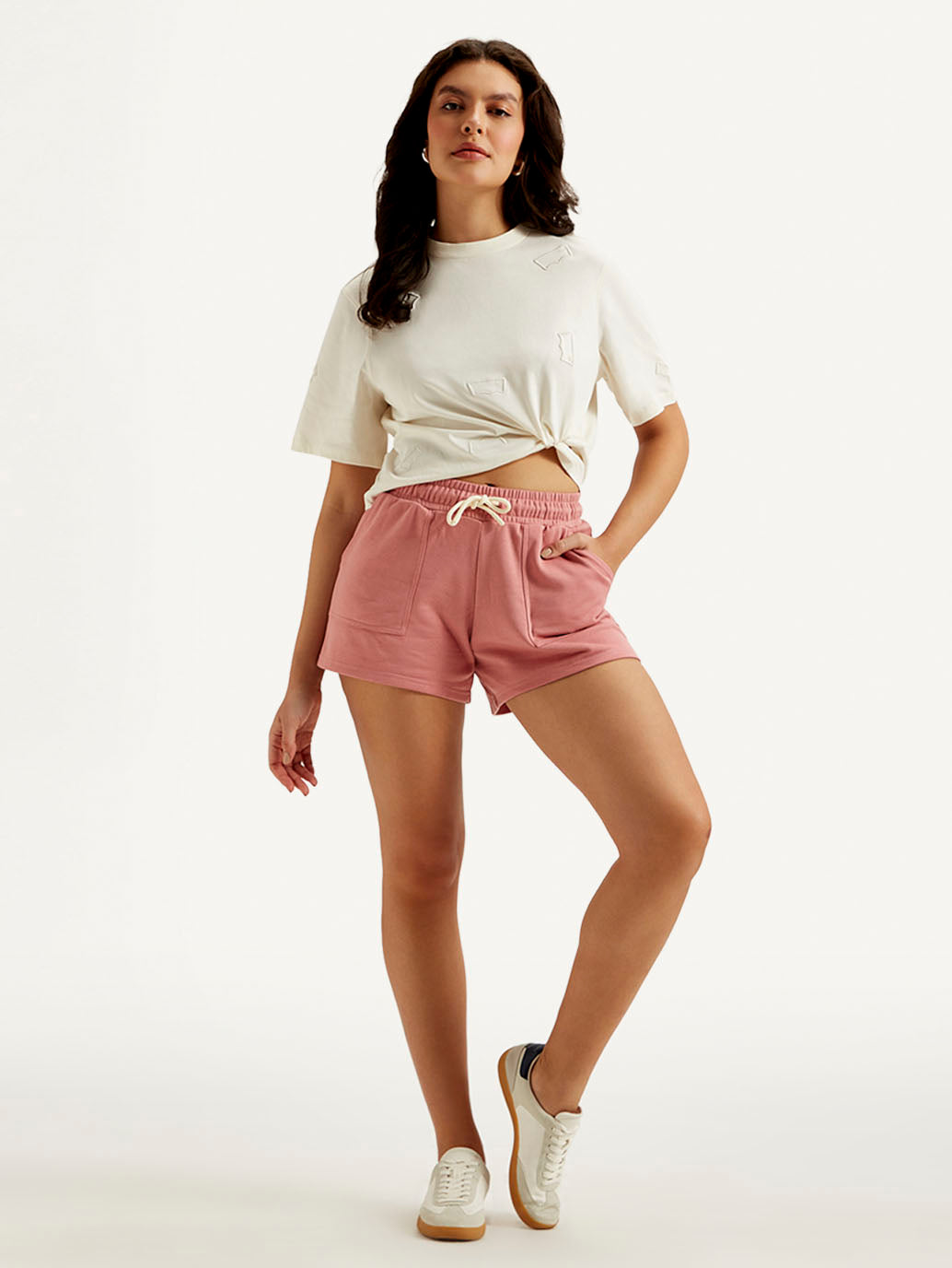 Women's Mid Rise Pink Regular Fit Shorts - Styleshot View