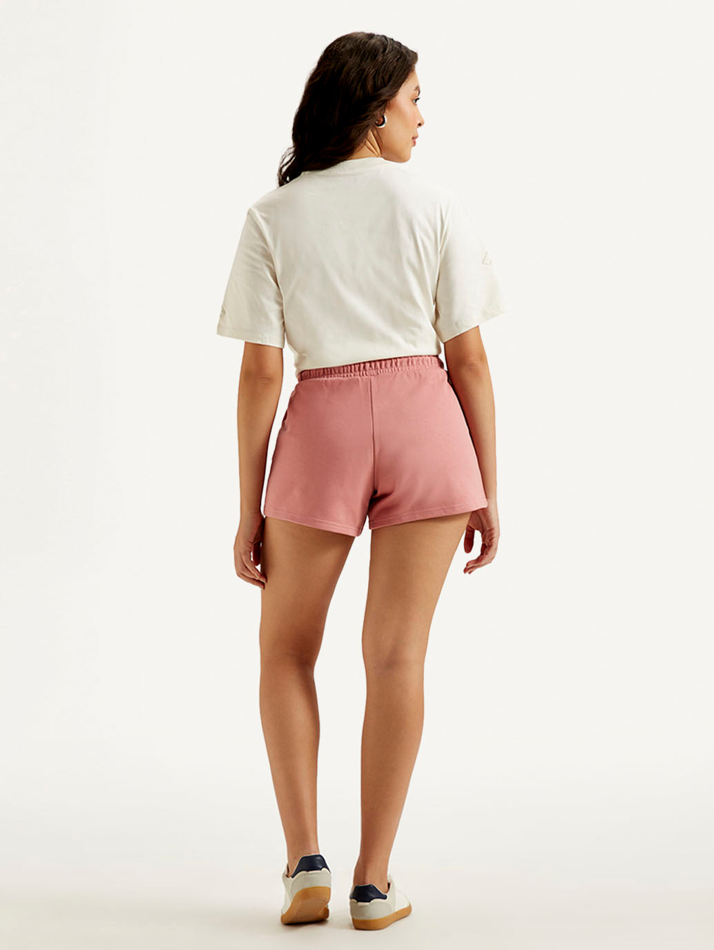 Women's Mid Rise Pink Regular Fit Shorts - Back View